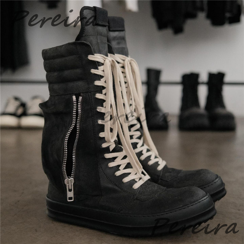 Crossfit Male - Zapatillas altas planas de gamuza negra