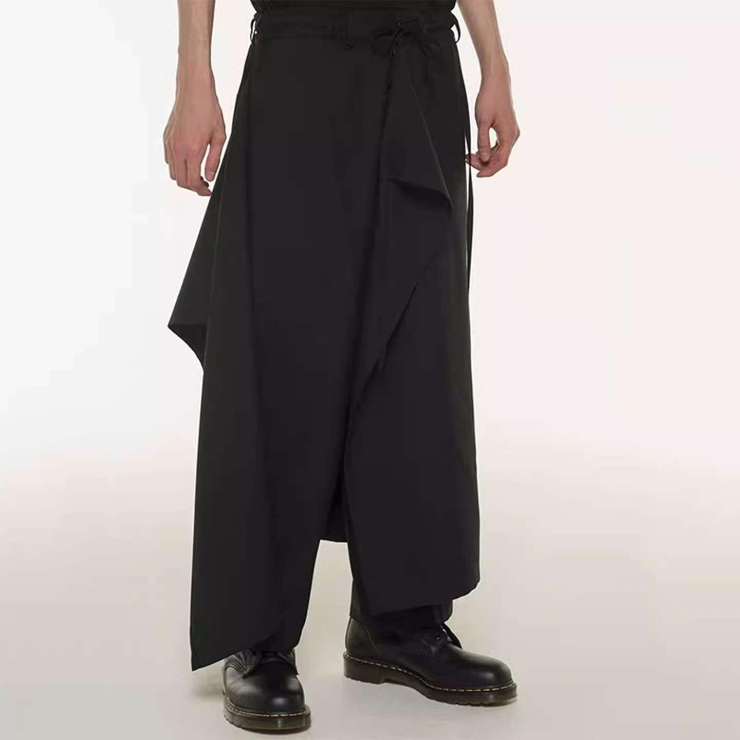Crossfit Male - FANDISHI Pantalones casuales negros con cintura